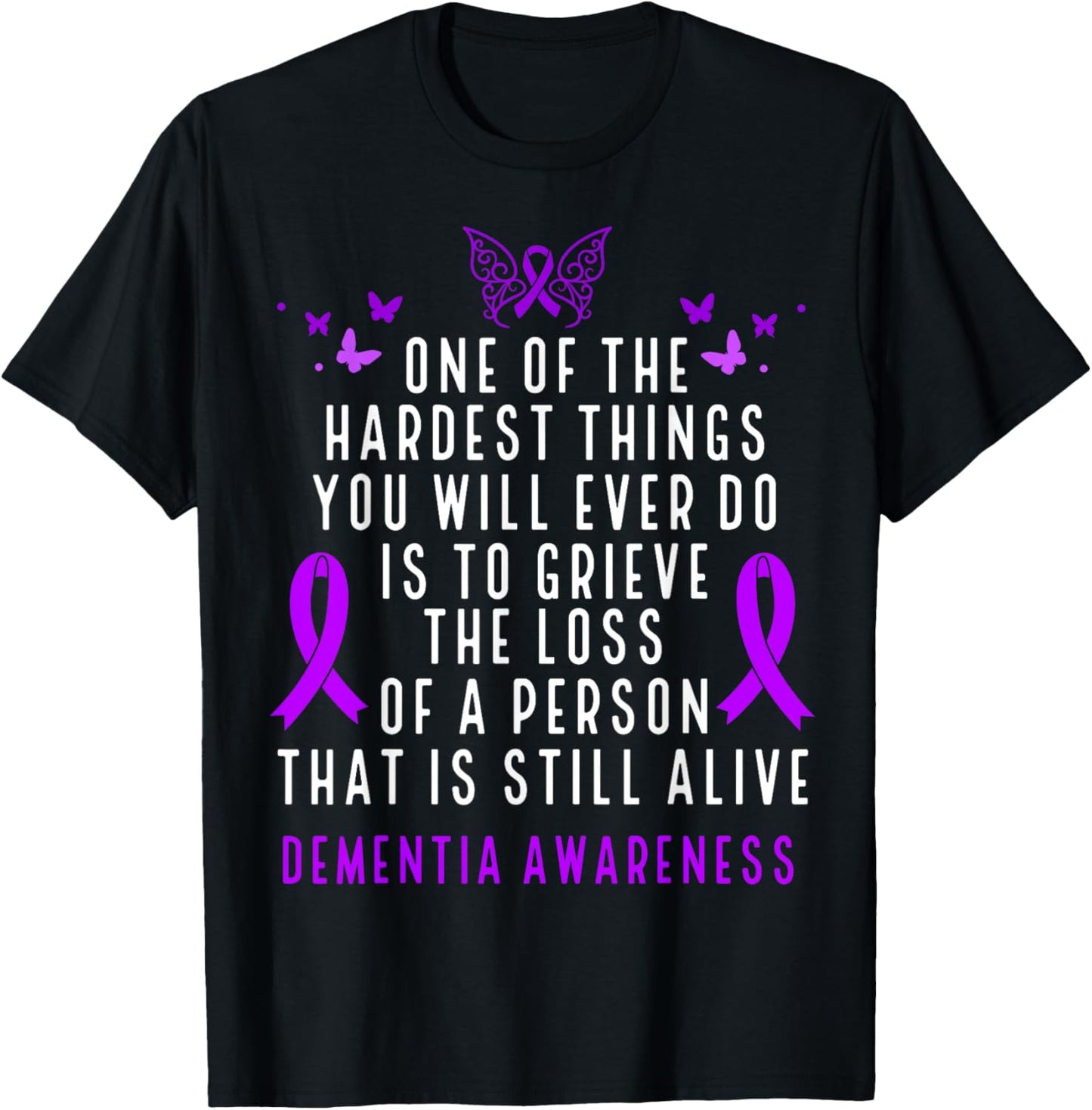 Dementia Awareness Month Butterfly Warrior Alzheimers T-Shirt - T-Shirt | Black