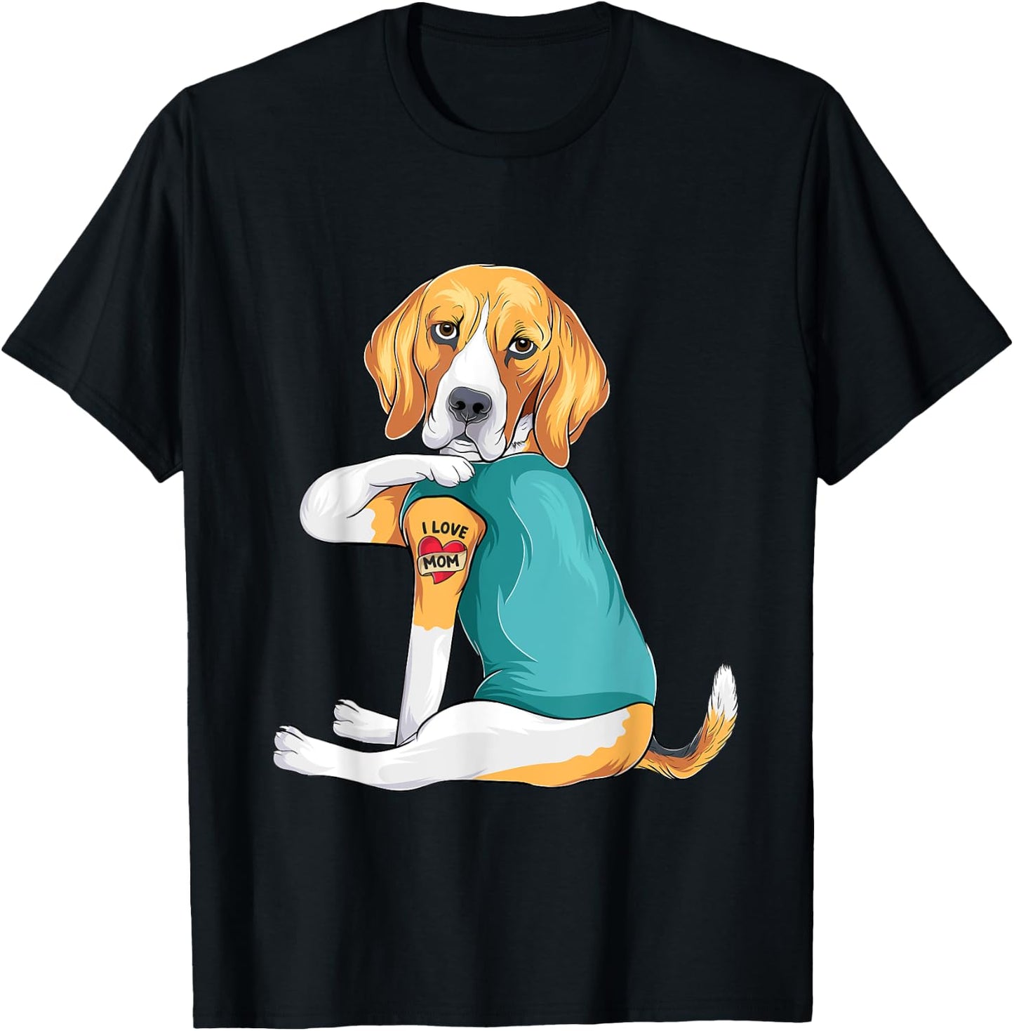 Mother's Day gift funny dog Mom Beagle i love mom tattoo T-Shirt - T-Shirt | Black