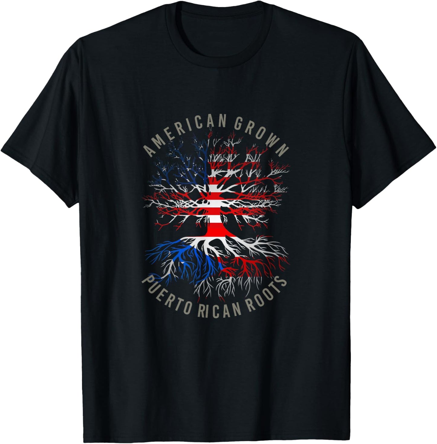 American Grown Puerto Rican Roots USA Rico Flag Heritage T-Shirt - T-Shirt | Black