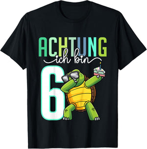 Sechster Geburtstag 6 Jahre Schildkröte 6. Geburtstag T-Shirt - T-Shirt | Black