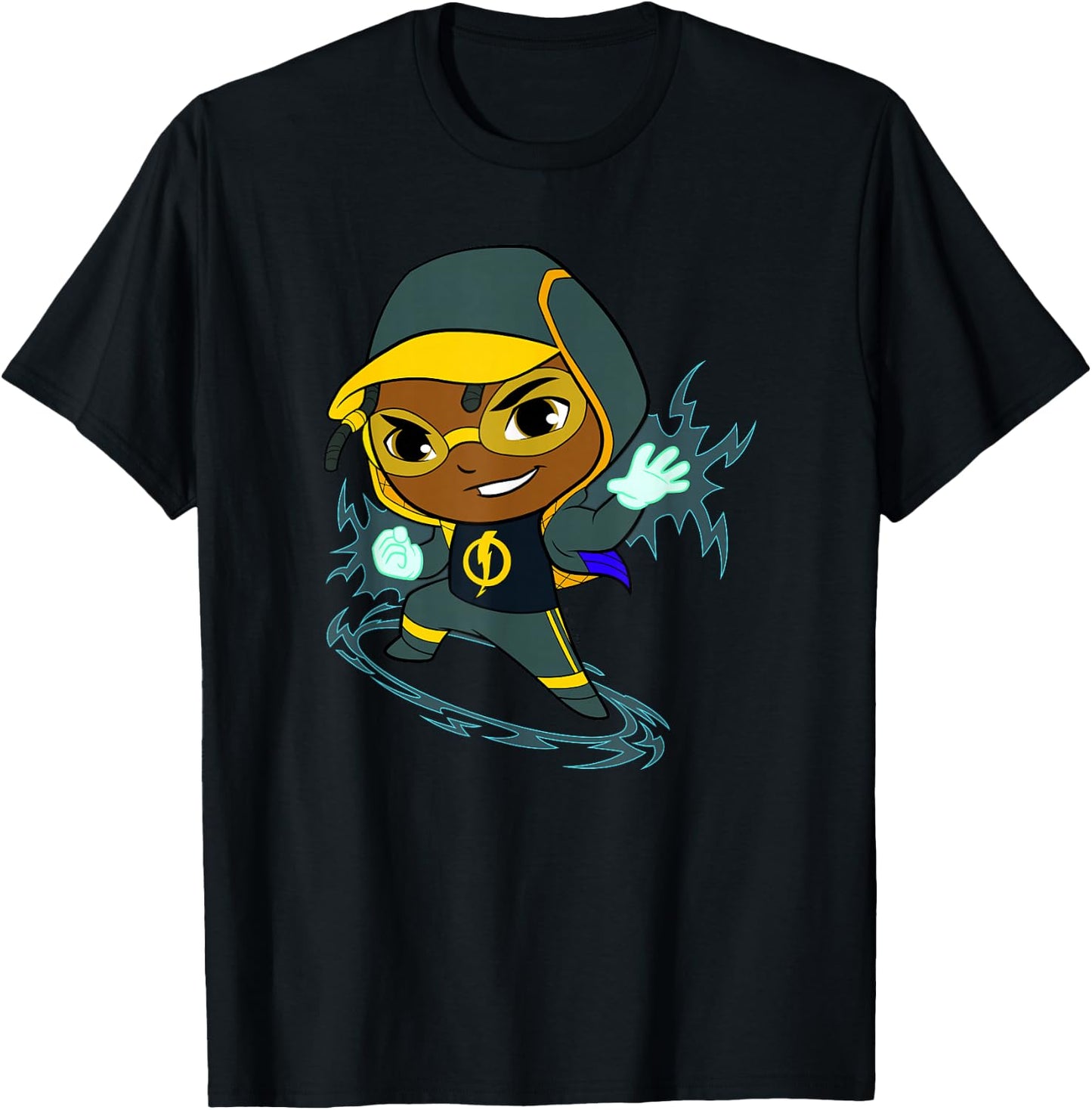 DC Super Friends Static Shock Big Character Portrait T-Shirt - T-Shirt | Black