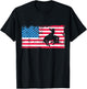 Retro American Flag Rodeo Bronc Horse Riding Cowboy Cowgirl T-Shirt - T-Shirt | Black