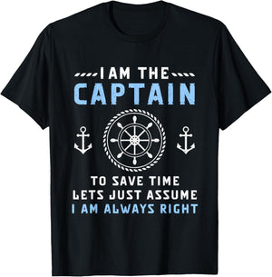 Captain & First Mate Let's Just Assume I'm Always Right Boat T-Shirt - T-Shirt | Black