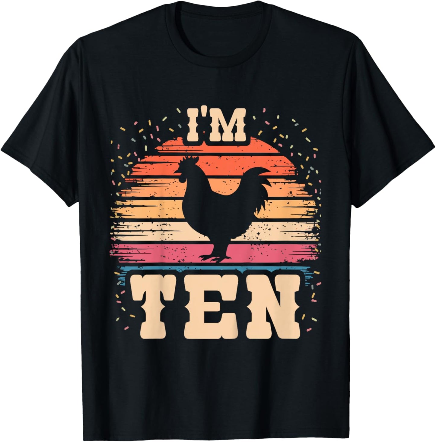 Chicken 10 Year Old Birthday Boy Girl 10th Chicken Birthday T-Shirt - T-Shirt | Black