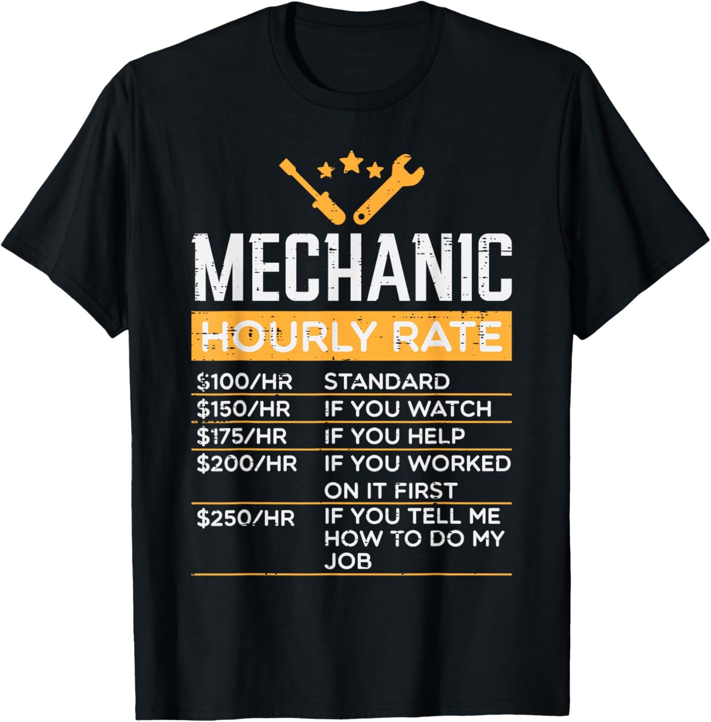 Mechanic Hourly Rate Funny Labor Rates Men Women Kids Boys T-Shirt - T-Shirt | Black