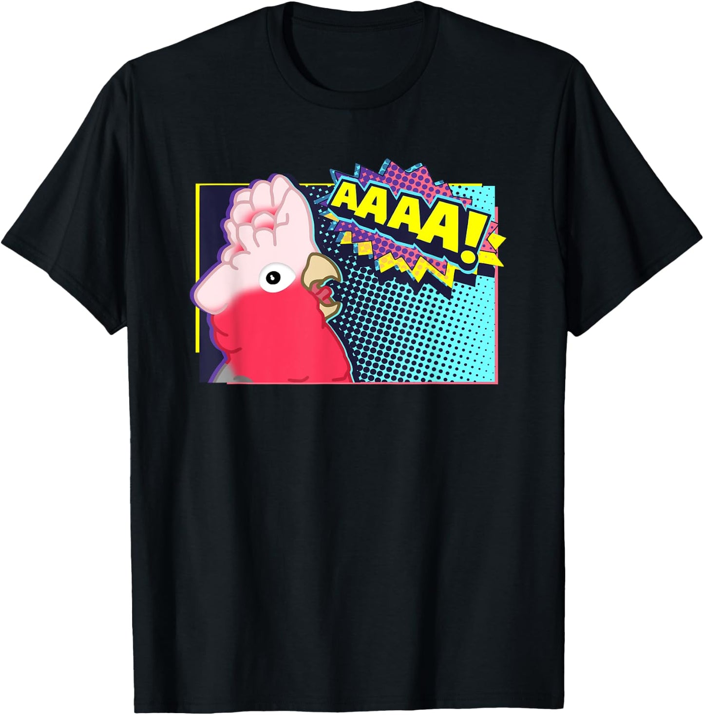 Screaming Galah Cockatoo Comic, Birb Memes, Funny parrot T-Shirt - T-Shirt | Black
