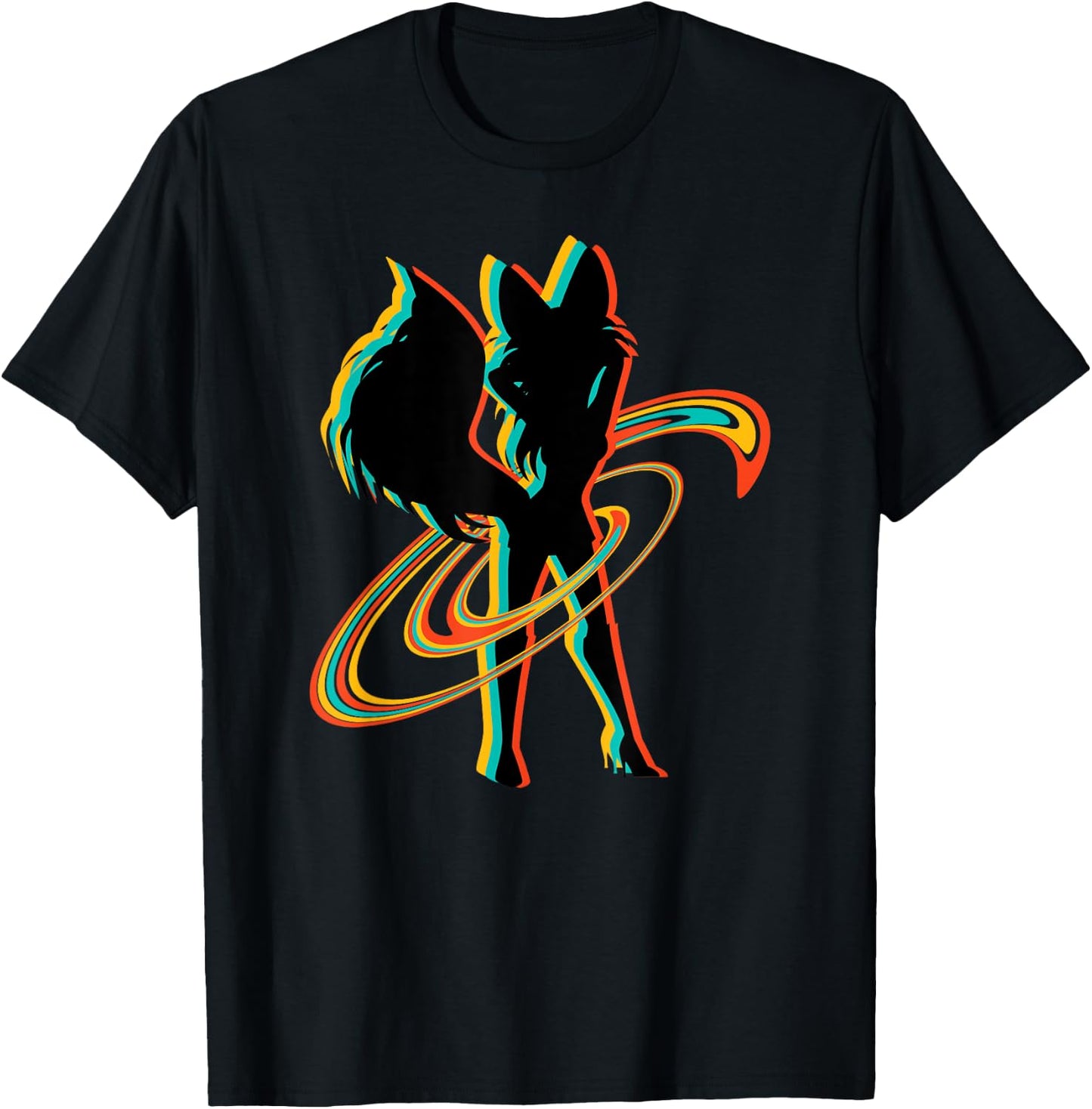 Retro Sexy Fox Anthropomorphic Furry Fandom Cosplay Fursona T-Shirt - T-Shirt | Black