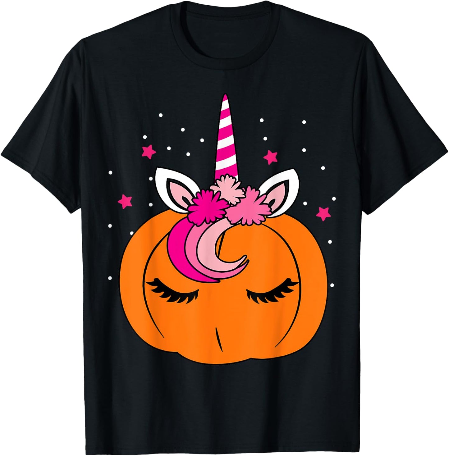 Cute Pumpkin Unicorn Face Costume Easy Halloween Gifts T-Shirt - T-Shirt | Black