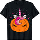 Cute Pumpkin Unicorn Face Costume Easy Halloween Gifts T-Shirt - T-Shirt | Black