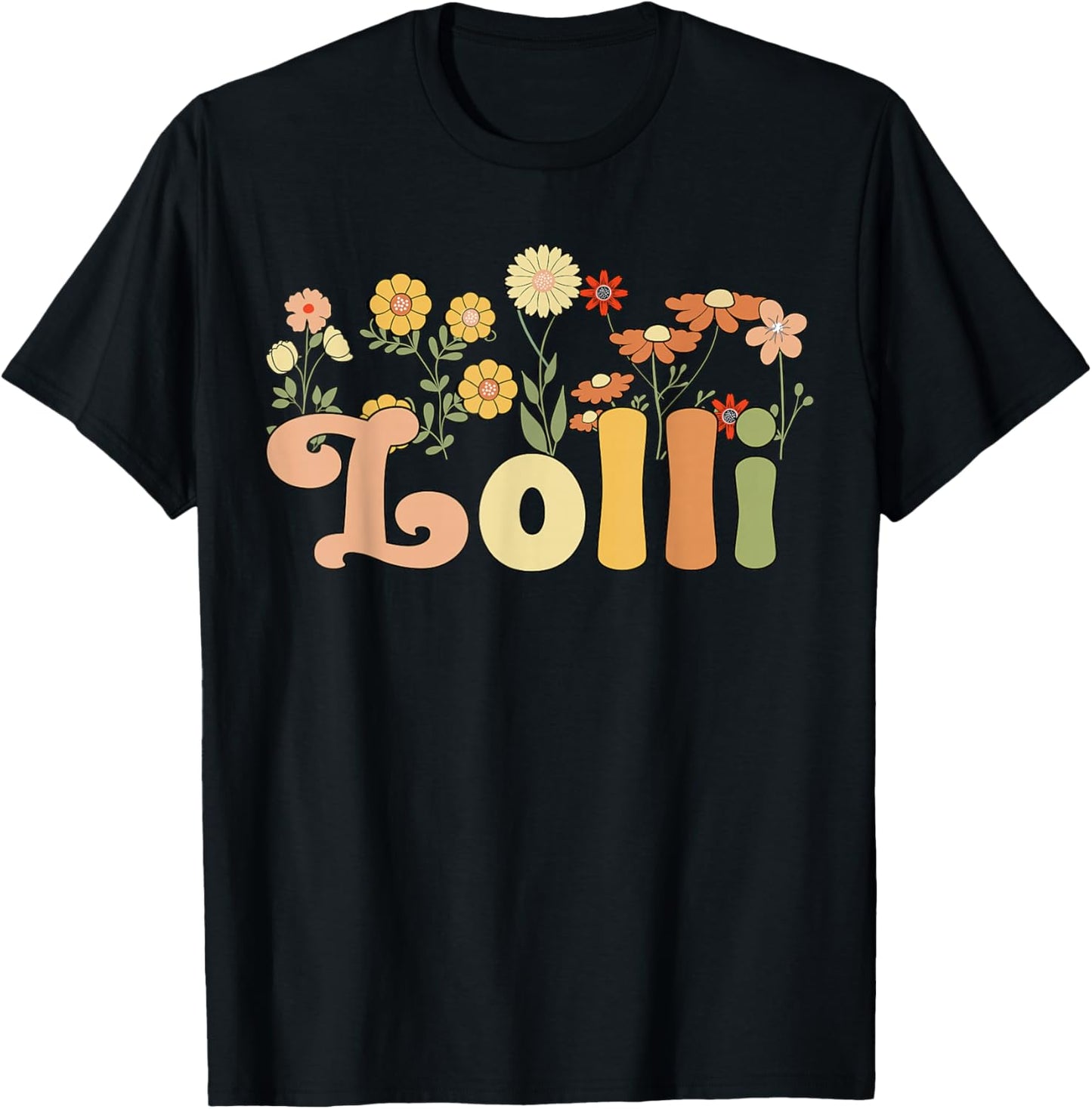 Groovy Lolli Grandmother Flowers Lolli Grandma T-Shirt - T-Shirt | Black