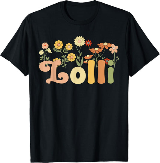 Groovy Lolli Grandmother Flowers Lolli Grandma T-Shirt - T-Shirt | Black