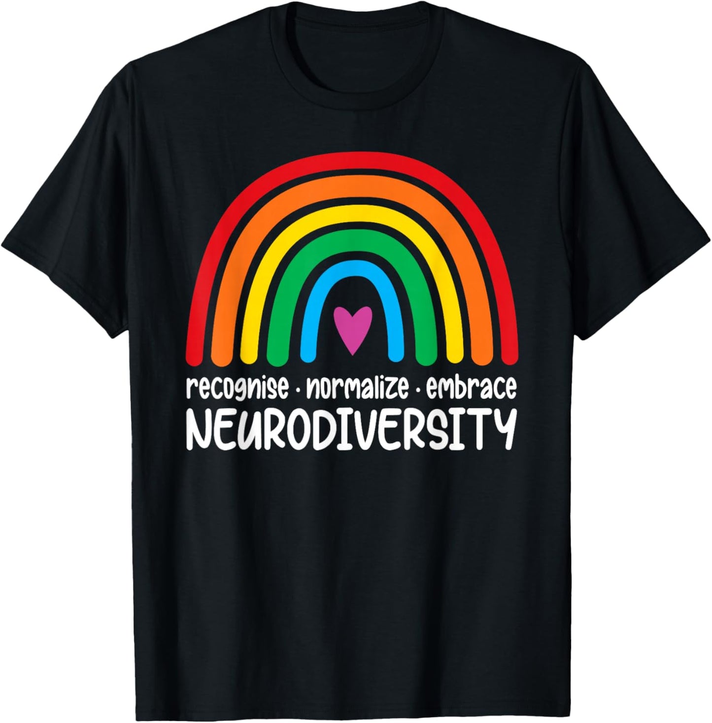 Embrace Neurodiversity Rainbow Autism Awareness T-Shirt - T-Shirt | Black