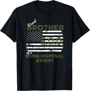 Proud Brother of a Bomb Disposal Expert EOD Distressed Flag T-Shirt - T-Shirt | Black
