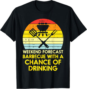 Weekend Forecast Barbecue Funny Bbq Grilling Dad Men Women T-Shirt - T-Shirt | Black