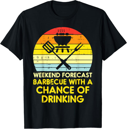 Weekend Forecast Barbecue Funny Bbq Grilling Dad Men Women T-Shirt - T-Shirt | Black