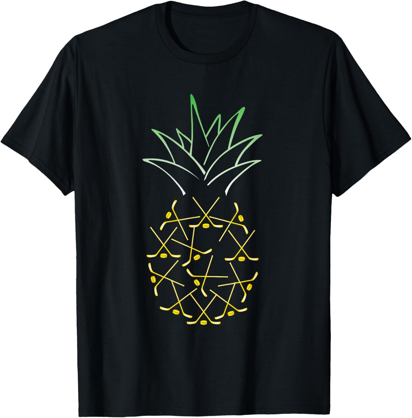 Ice Hockey Shirt Funny Hawaii Summer Aloha Pineapple T-Shirt - T-Shirt | Black