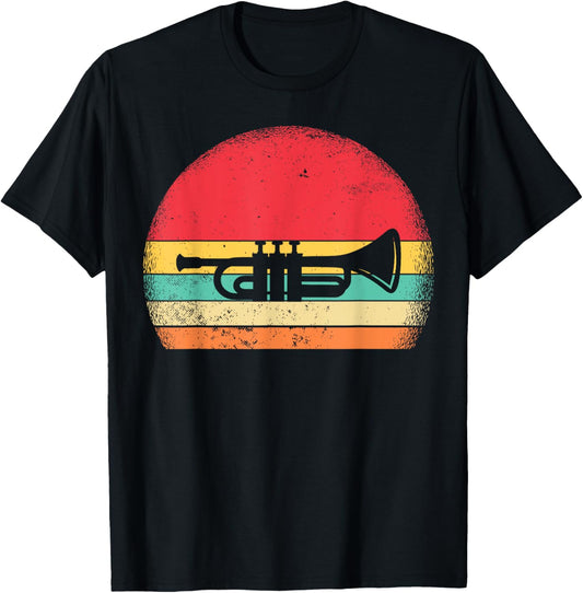 Vintage Retro Trumpet Retro Gift Women Boys Girls T-Shirt - T-Shirt | Black