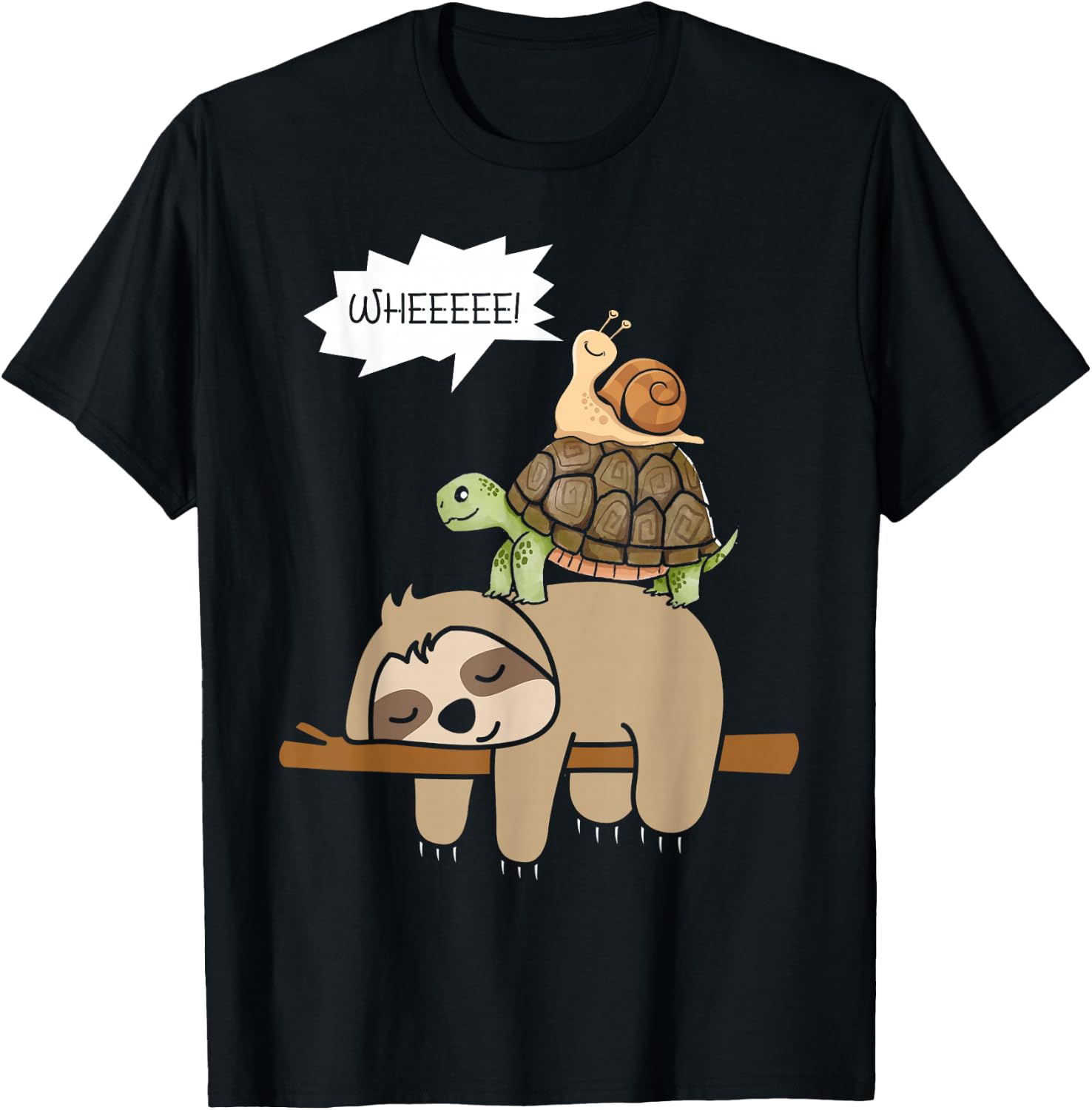 Zoo Animals Gift Snail Turtle Sloth T-Shirt - T-Shirt | Black