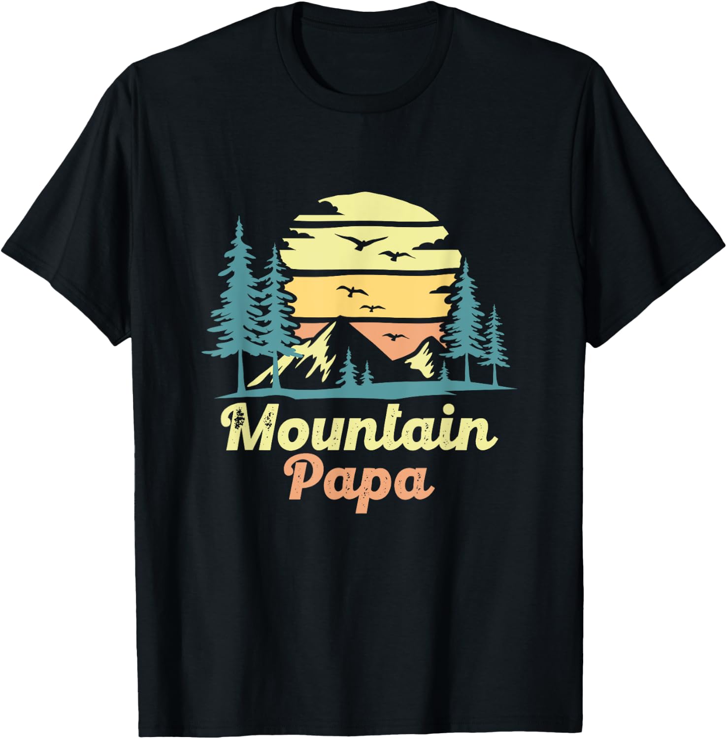 Mountain Papa Camping Hiking Dad Adventure Fathers Day T-Shirt - T-Shirt | Black