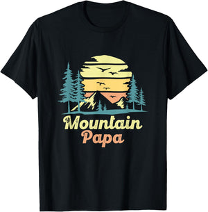 Mountain Papa Camping Hiking Dad Adventure Fathers Day T-Shirt - T-Shirt | Black