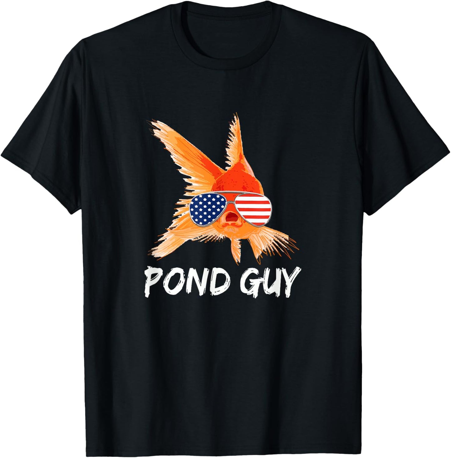 Pond Guy Goldfish Shirt Koi Carp Fish in USA Flag Sunglasses Kids Men T-Shirt - T-Shirt | Black