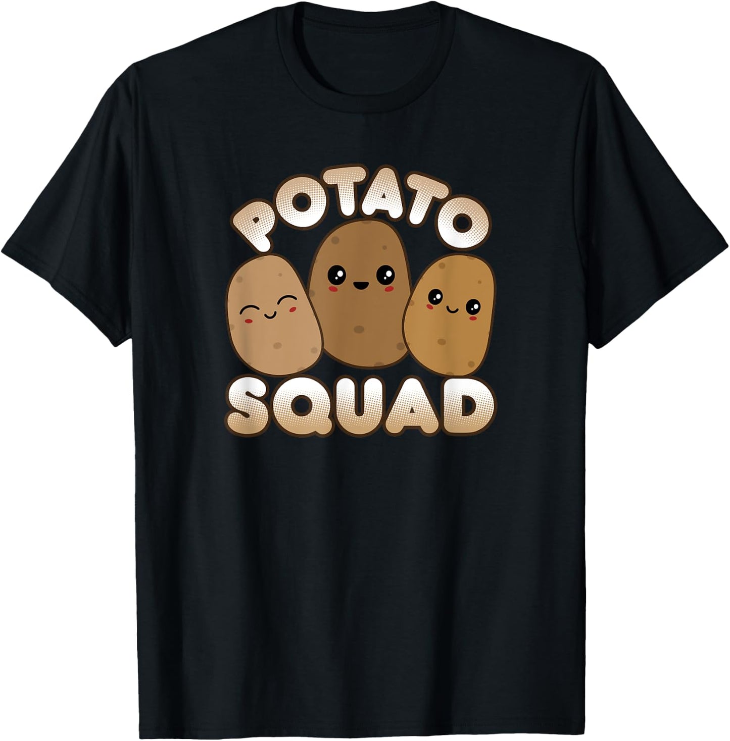 Funny Potato Gift Cute Kawaii Style Smiling Potato Squad T-Shirt - T-Shirt | Black