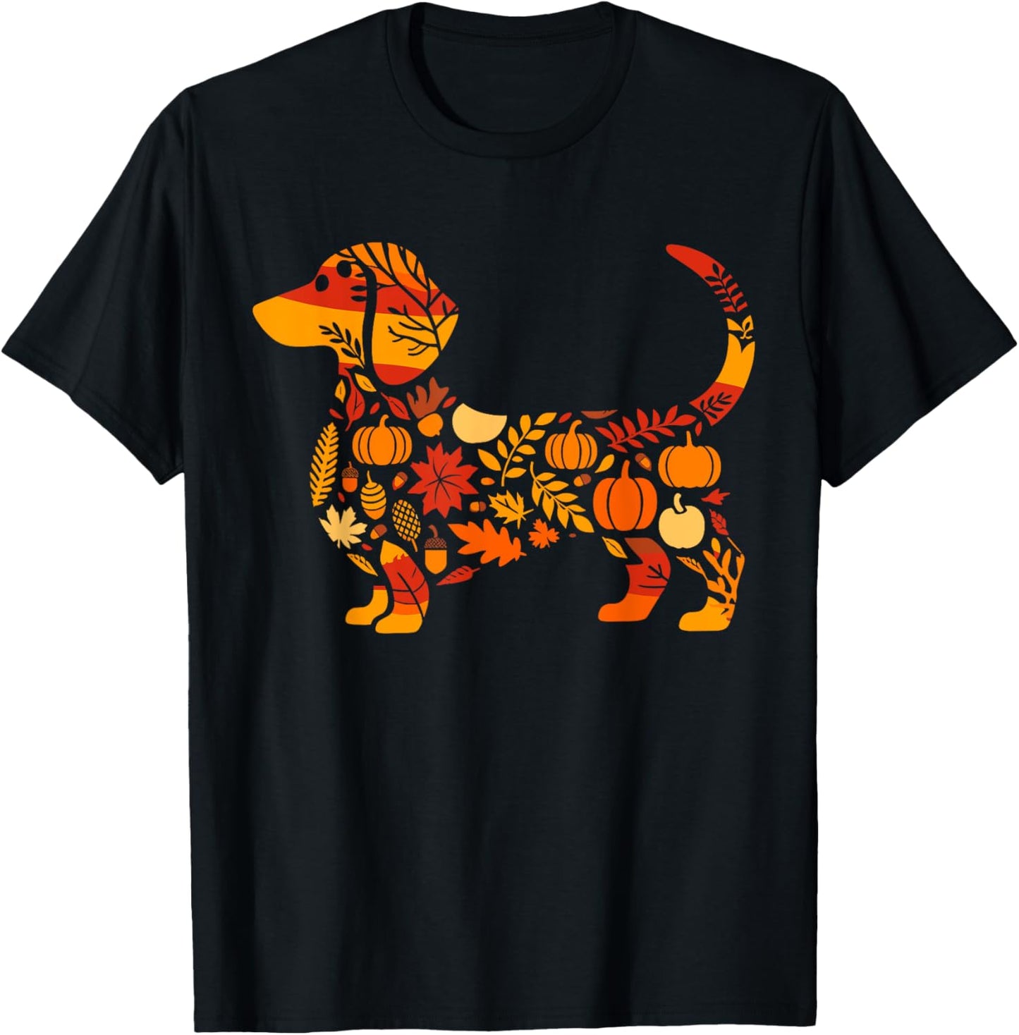 Autumn Pumpkin Fall Dachshund Thanksgiving Kids T-Shirt - T-Shirt | Black