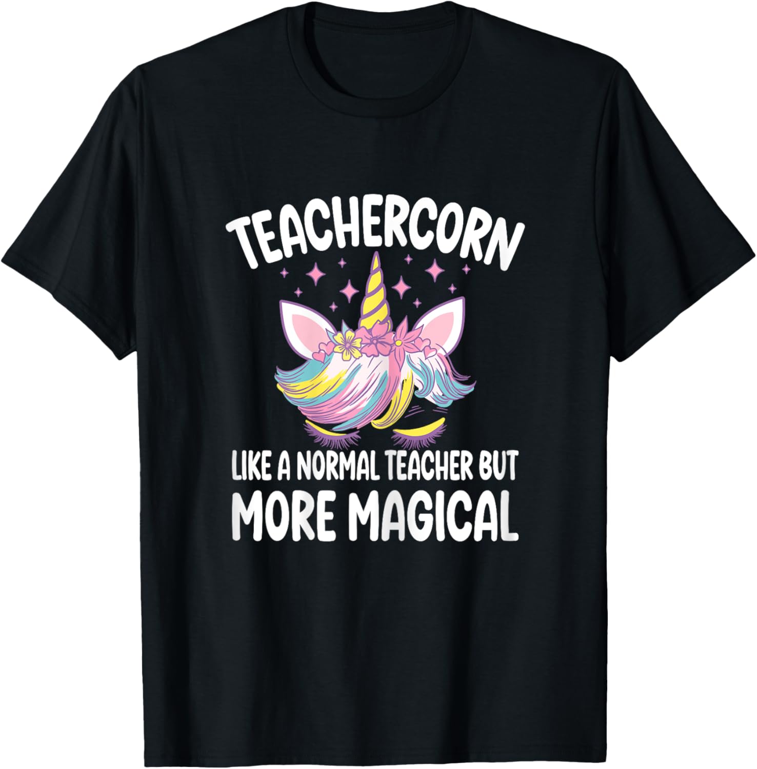 Teachercorn Funny Unicorn Teacher T-Shirt - T-Shirt | Black