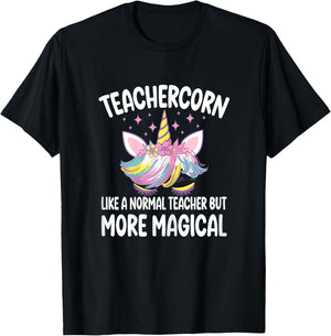 Teachercorn Funny Unicorn Teacher T-Shirt - T-Shirt | Black