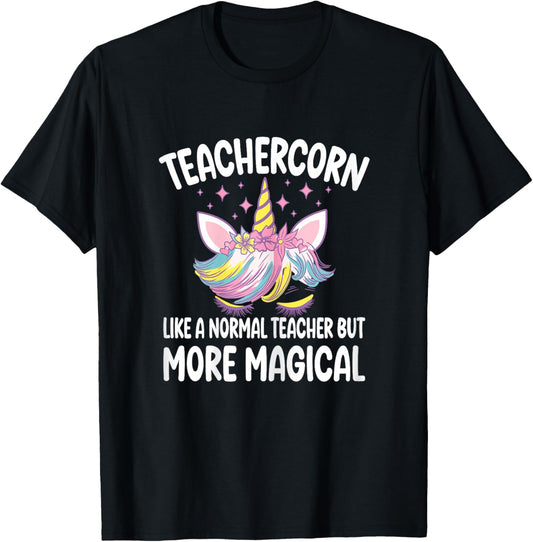 Teachercorn Funny Unicorn Teacher T-Shirt - T-Shirt | Black