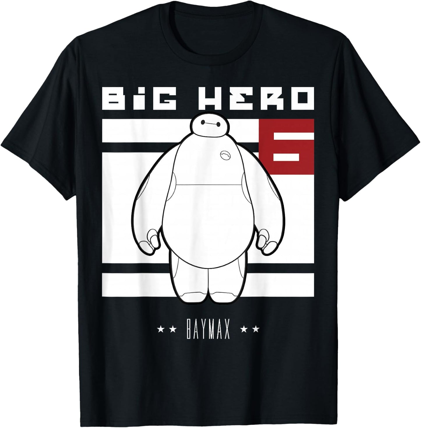 Disney Big Hero 6 Baymax All White Flag Poster T-Shirt - T-Shirt | Black