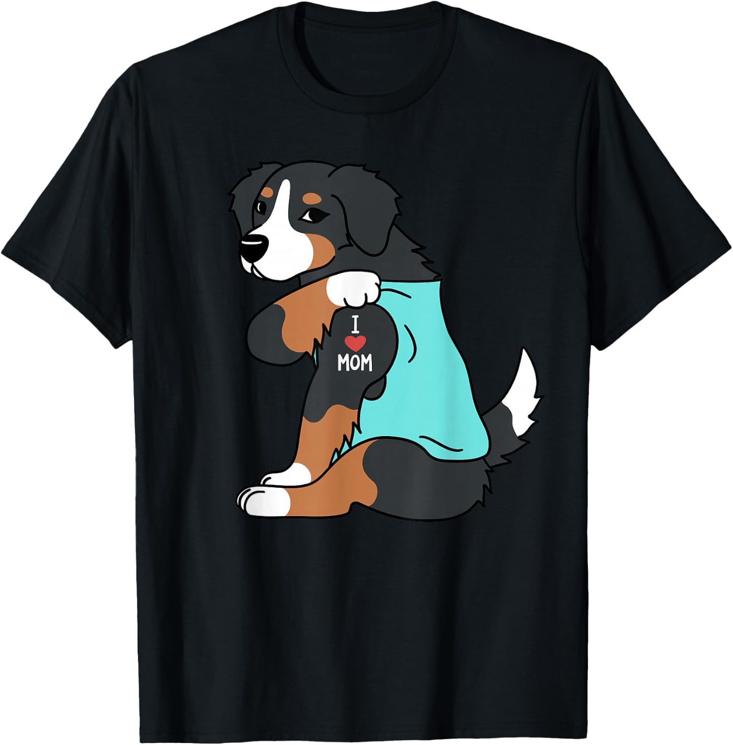 I Love Mom Tattoo Bernese Mountain Dog Funny Mother's Day T-Shirt - T-Shirt | Black