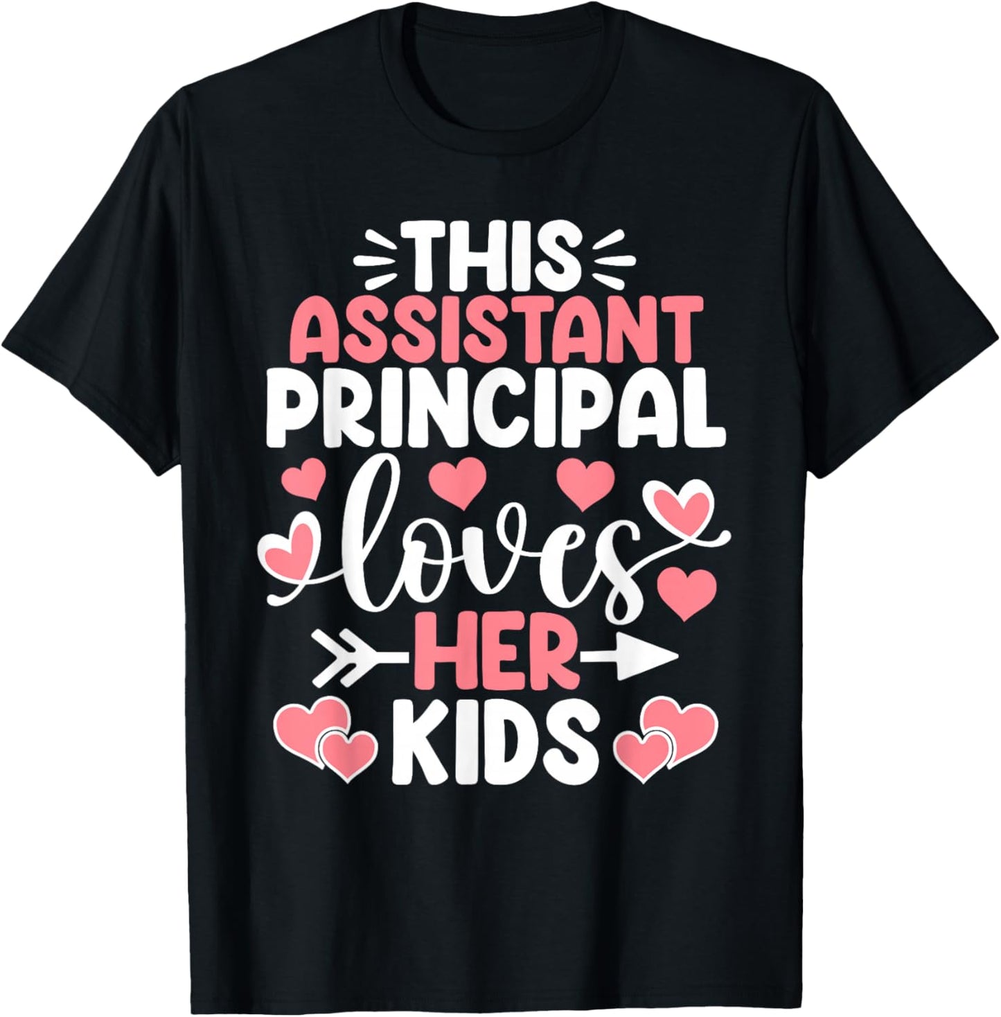This Assistant Principal Loves Her Kids Valentine's Day T-Shirt - T-Shirt | Black