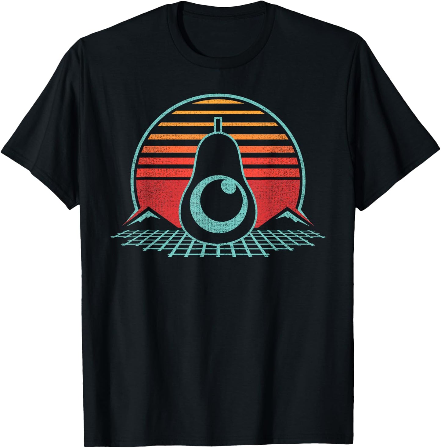 Avocado Fruit Retro Vintage 80s Style Gift T-Shirt - T-Shirt | Black