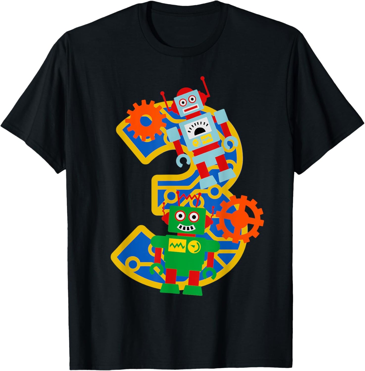 3rd Birthday Boy 3 Year Old Little Robot Robotics Engineer T-Shirt - T-Shirt | Black