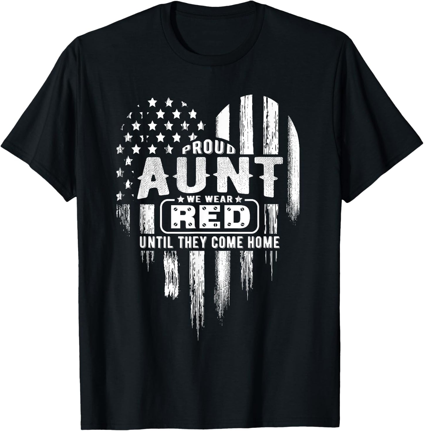 Proud Aunt Red Friday Military Family American Flag Heart Women Kids Men T-Shirt - T-Shirt | Black