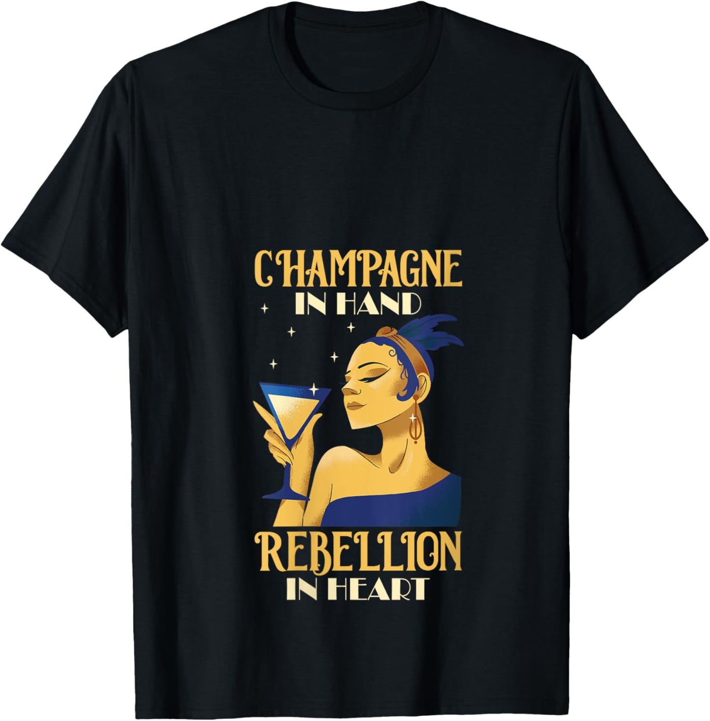 20s Themed Party Outfits Roaring 20s Flapper Dress Girl V-Neck T-Shirt - T-Shirt | Black