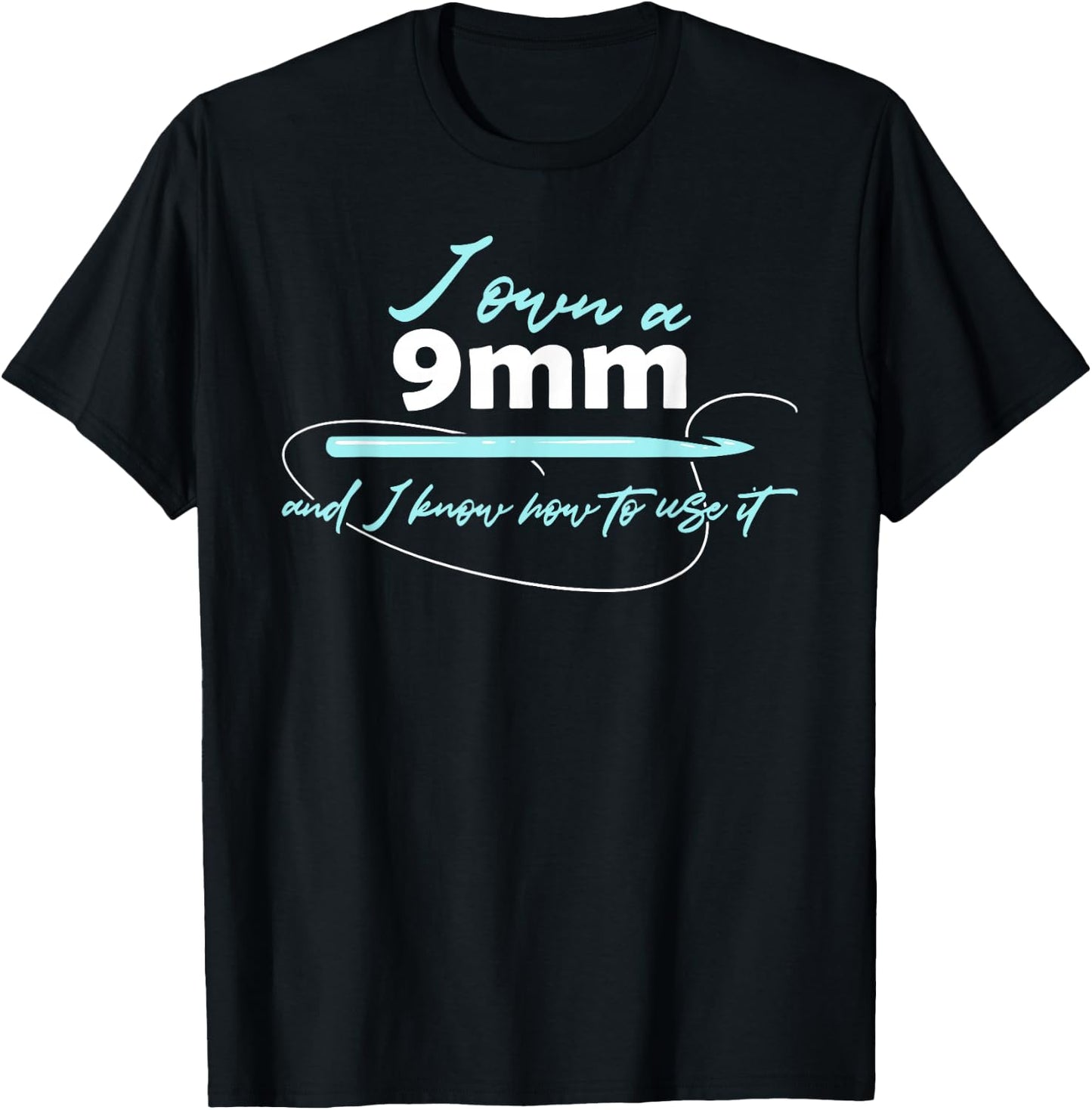 I Own A 9 mm & I Know How To Use It Funny Crochet Crocheting T-Shirt - T-Shirt | Black