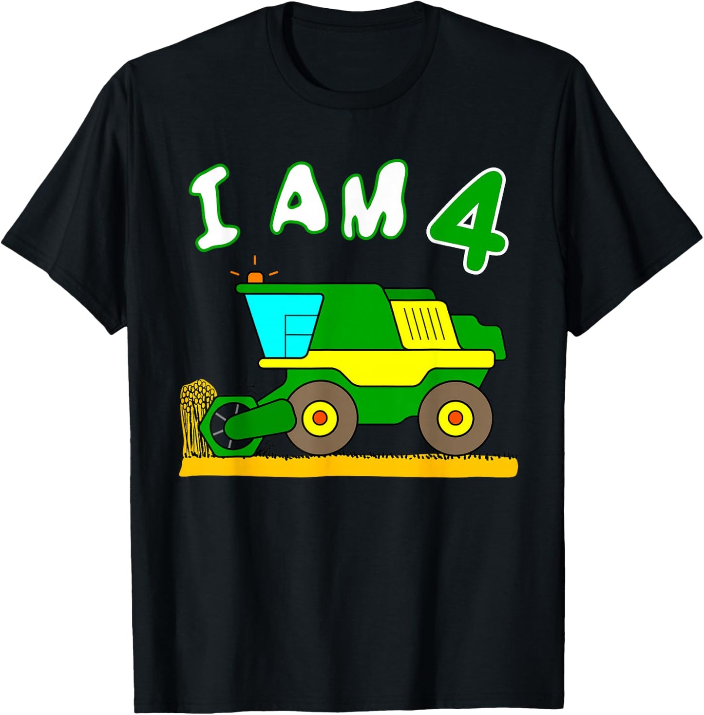 Combine Harvester Birthday 4 Year T-Shirt - T-Shirt | Black