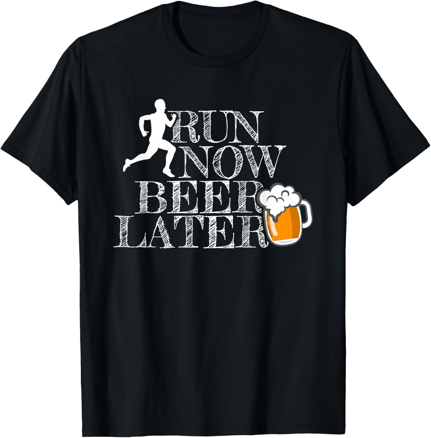 Run Now Beer Later T-Shirt - T-Shirt | Black