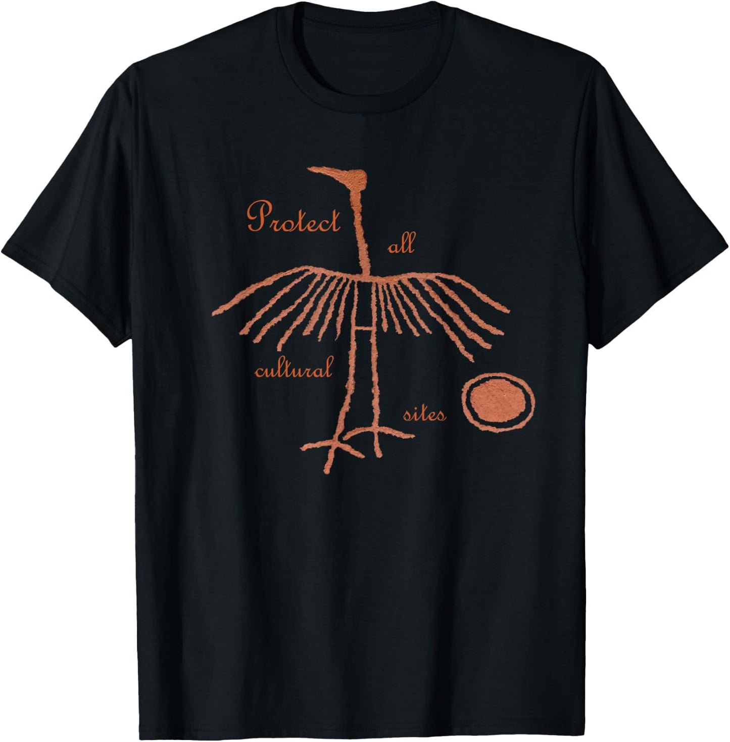 Crane Petroglyph. Protect all cultural sites. T-Shirt - T-Shirt | Black