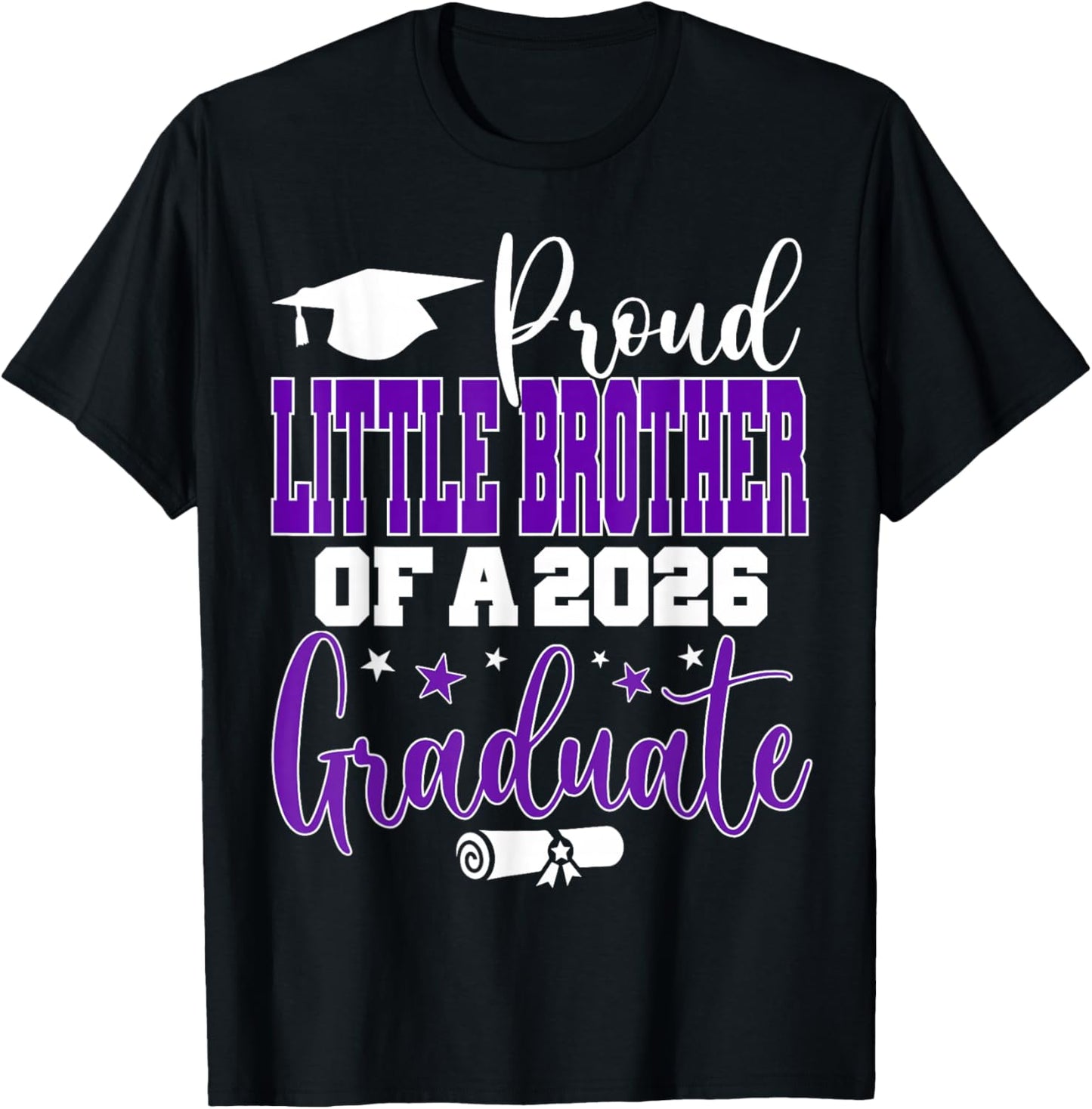 Senior 2026 Proud Little-Brother A Class of 2026 Graduate T-Shirt - T-Shirt | Black