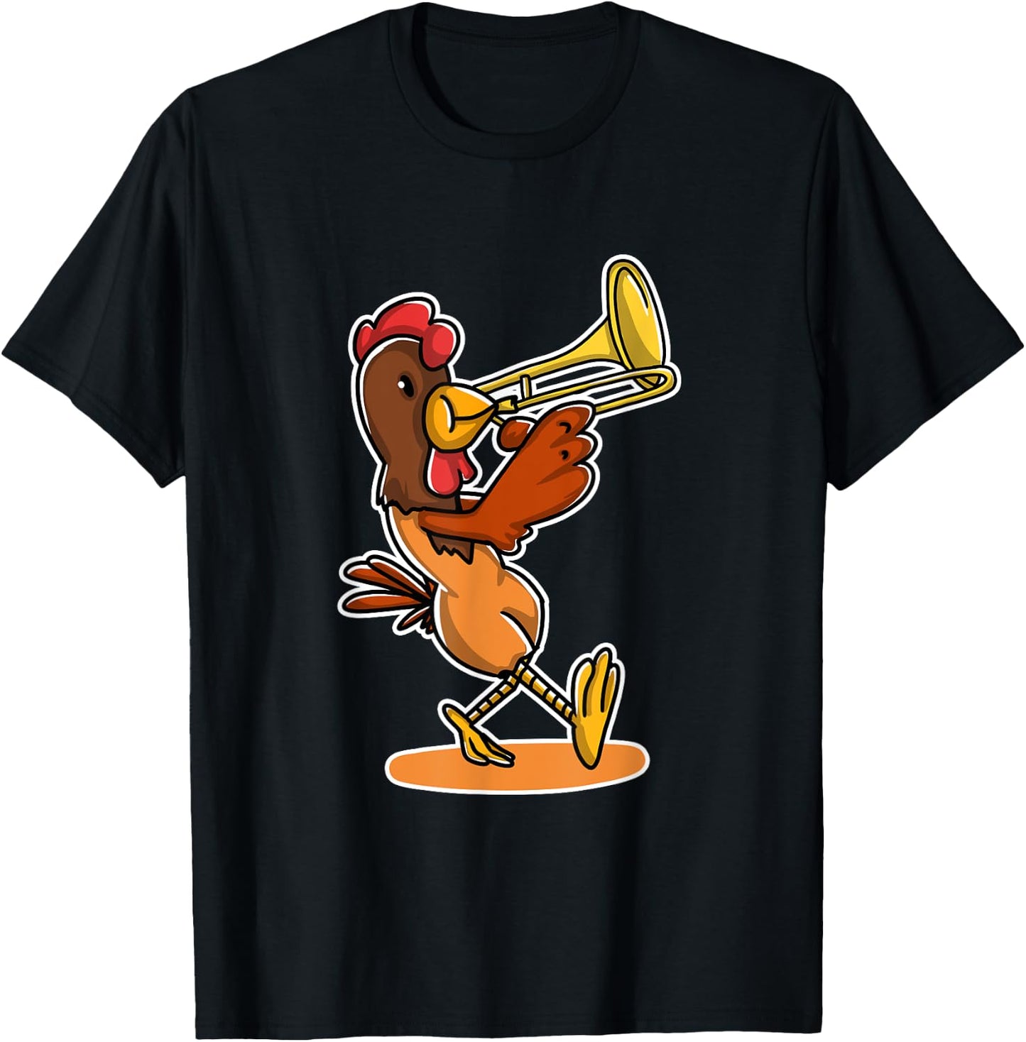 Funny Chicken Playing Trumpet Lover Gift Trumpeter Gifts T-Shirt - T-Shirt | Black