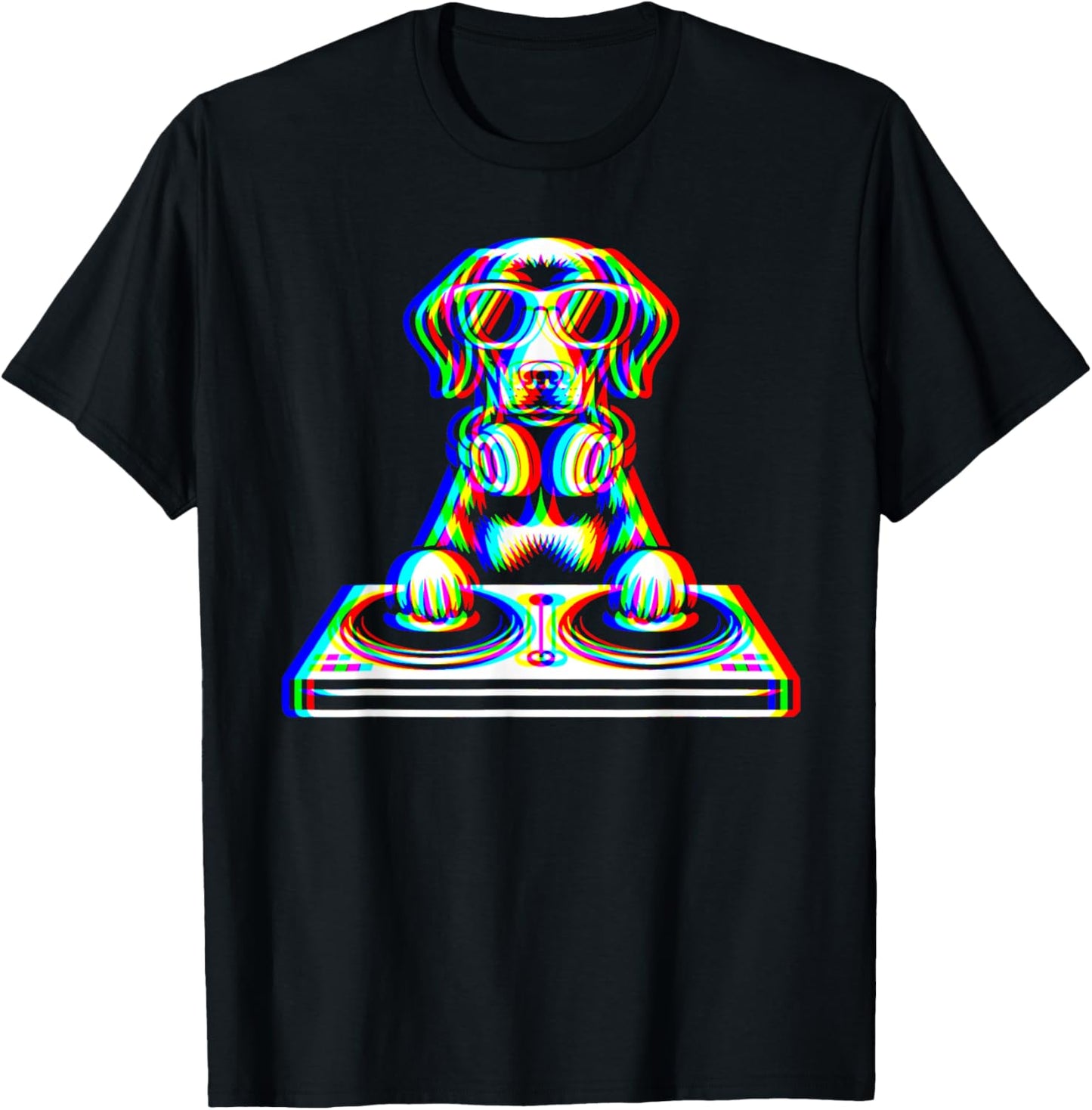 Funny German Shorthaired Pointer DJ Glitch Rave EDM Music T-Shirt - T-Shirt | Black