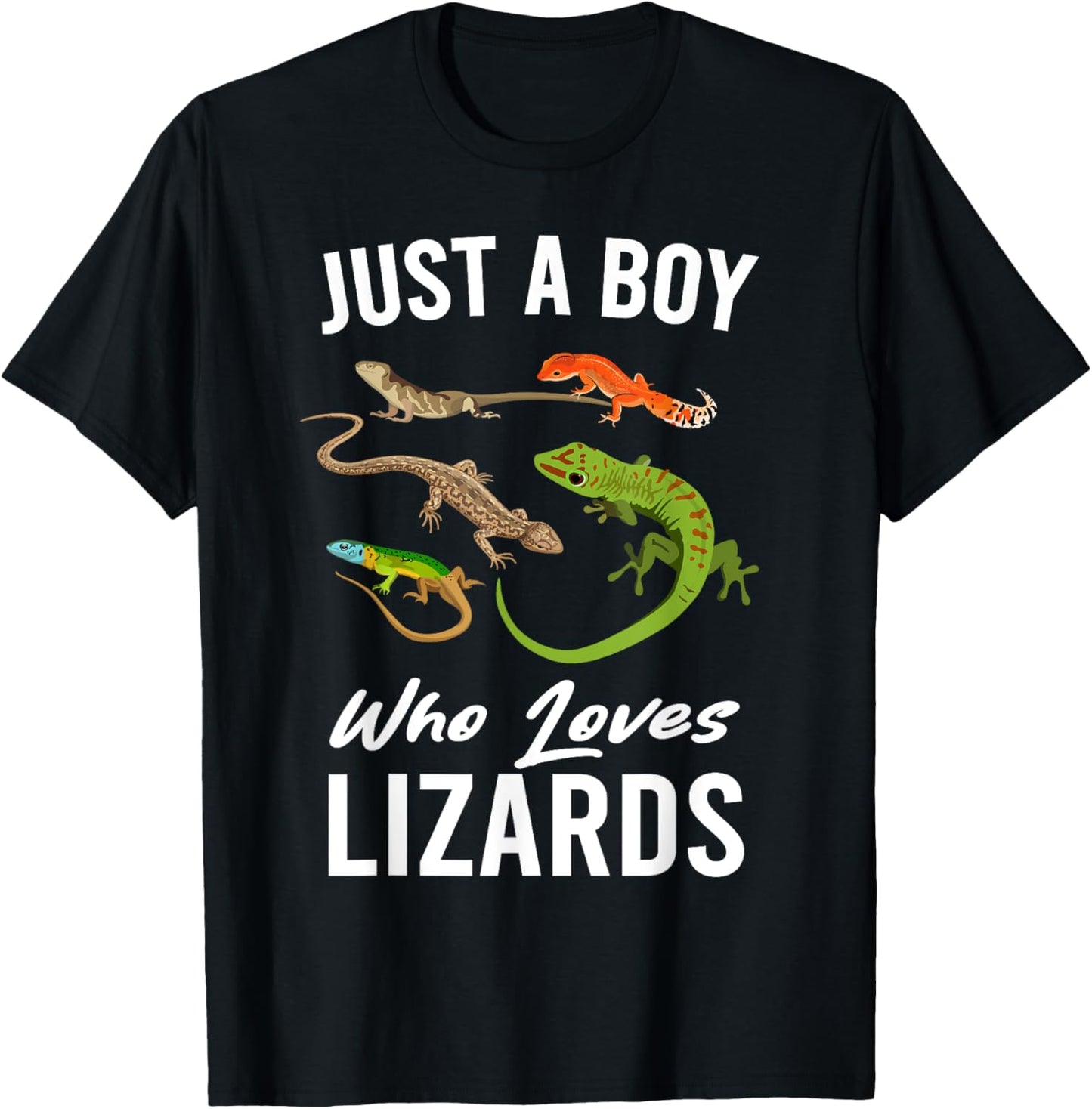 Just A Boy Who Loves Lizards Reptile kids Boys T-Shirt - T-Shirt | Black