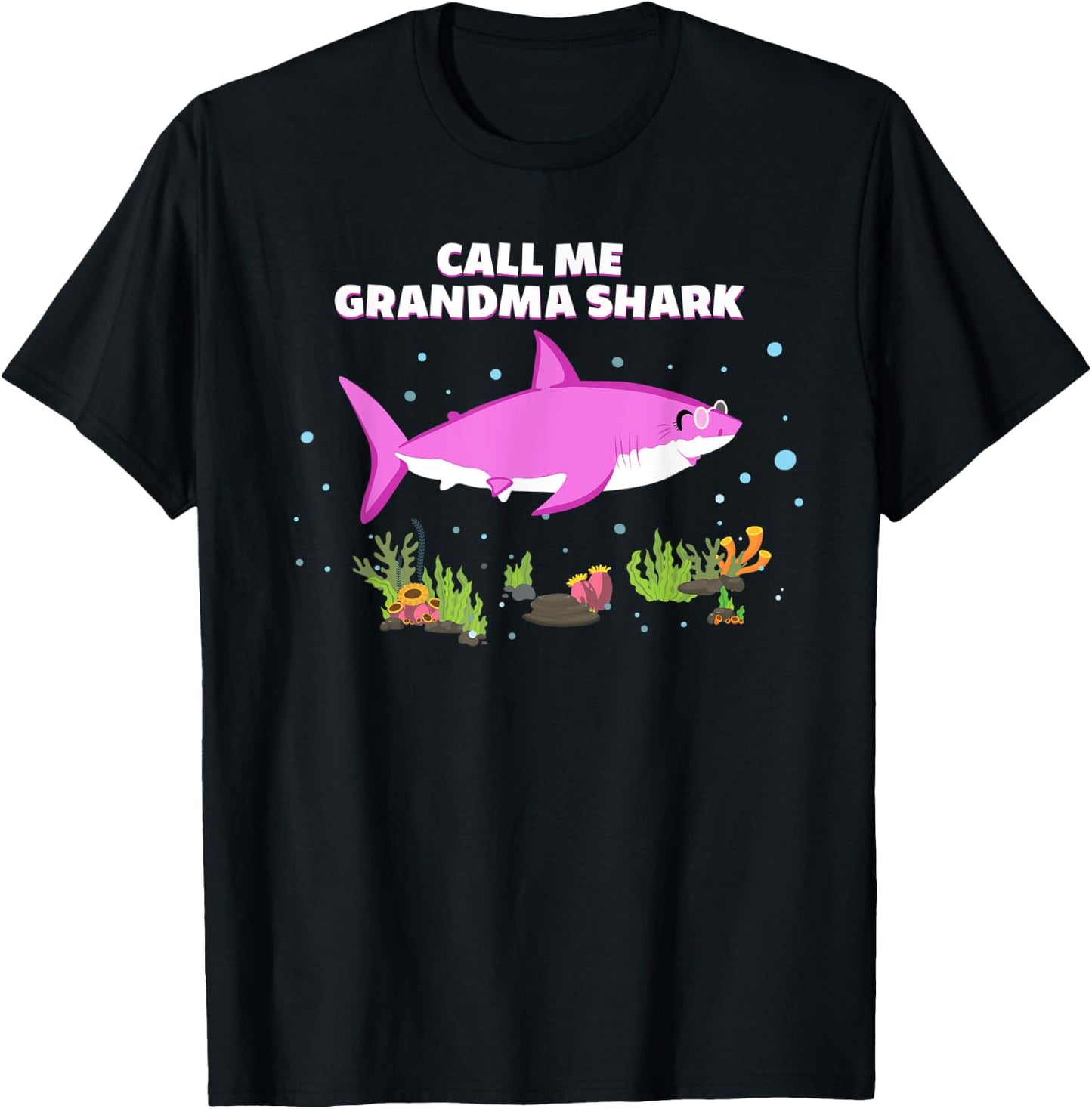 Funny Mothers Day Birthday Call Me Grandma Shark T-Shirt - T-Shirt | Black