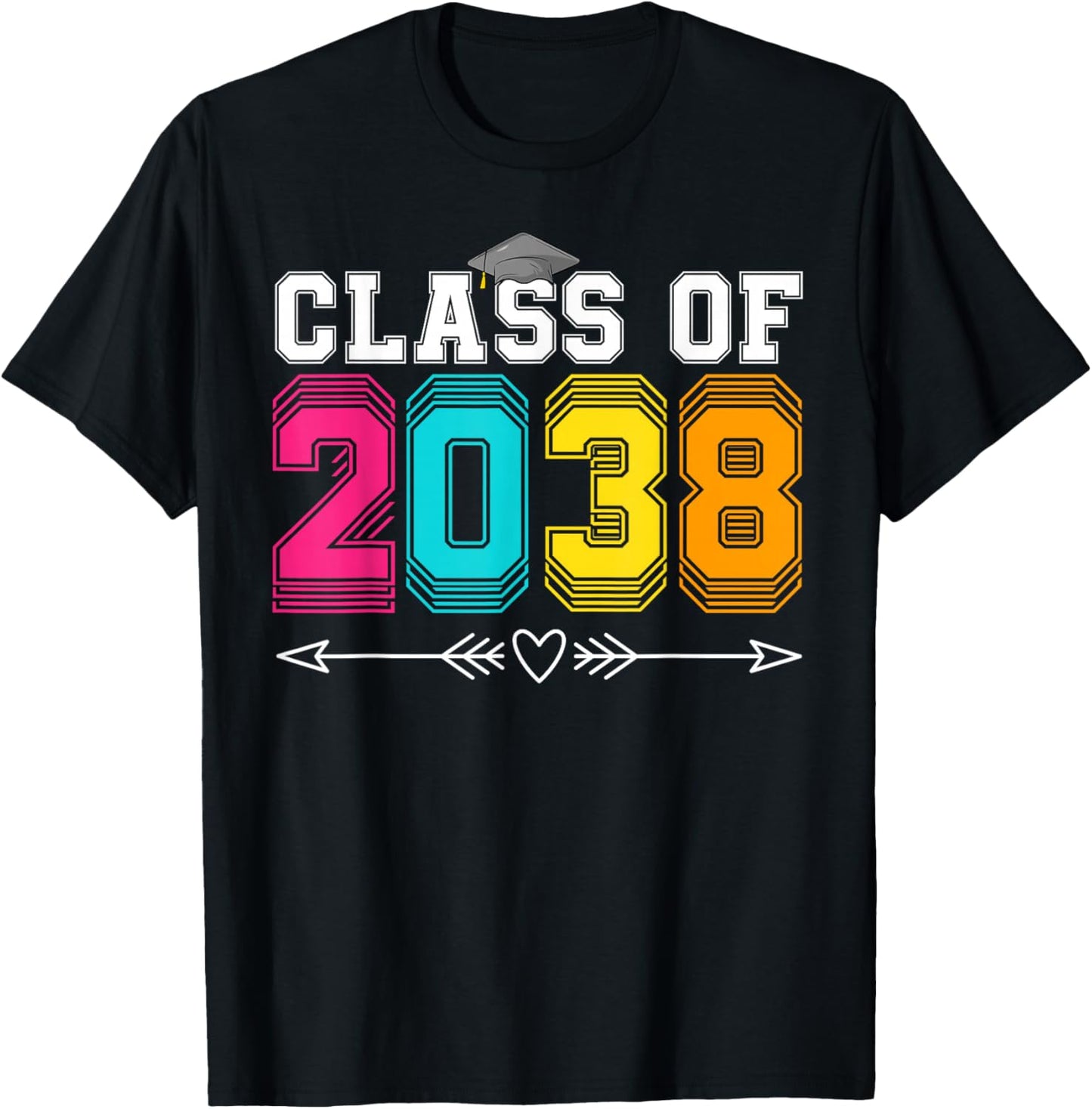 First Day Of School Class Of 2038 Graduation Grow With Me T-Shirt - T-Shirt | Black
