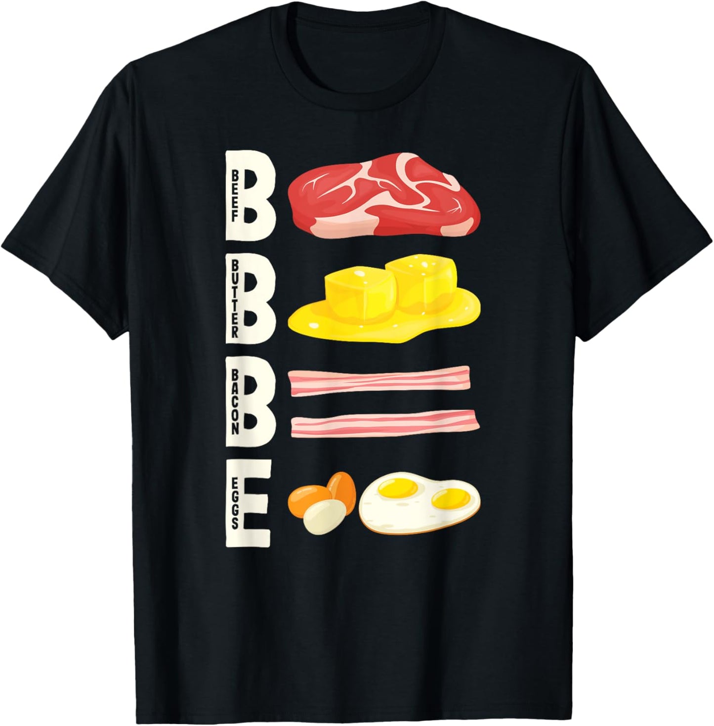BBBE Carnivore Diet Meat Eater Beef Butter Bacon Eggs T-Shirt - T-Shirt | Black