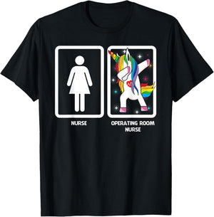 Operating room nurse Unicorn Dabbing Funny Dabbing T-Shirt - T-Shirt | Black