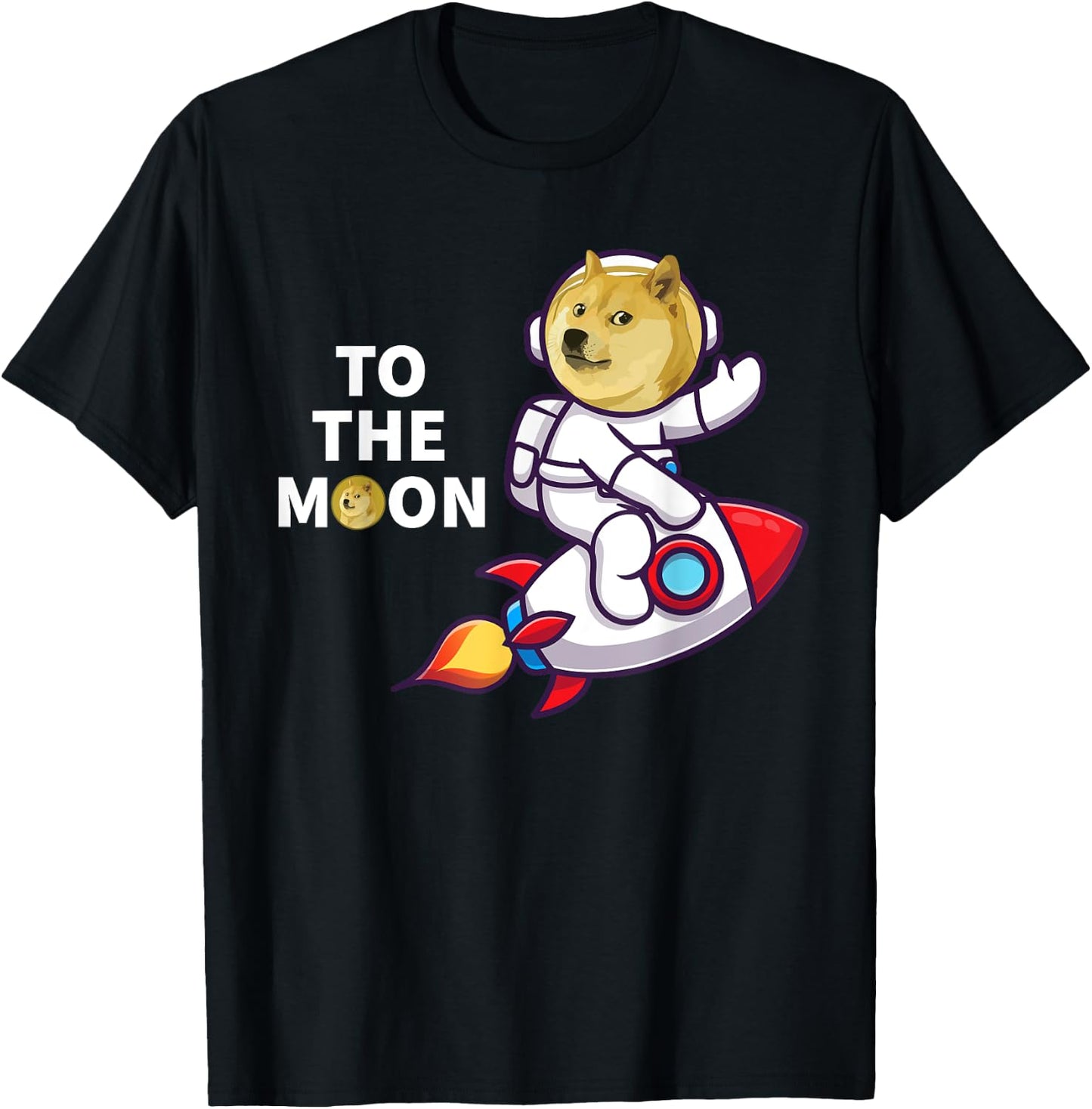 Dogecoin to the Moon Shirt Cool Doge Coin Crypto Currency T-Shirt - T-Shirt | Black